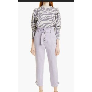 Ted Baker Small (2-4) Satrice Zebra Stripe Cotton Blend Top gray sweater cozy